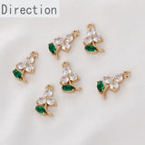 Copper Electroplating Flower Green Leaf Zircon Crystal Pendant