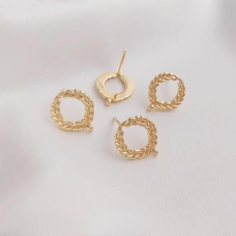14K Gold Wheat Ear Earrings with Pearl Tassel DIY Material