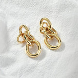 Geometric Oval Tube Chain Silver Needle Earrings 18k Plated DIY Accessories