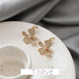 Copper Gold-Plated Rhinestone Zircon Flower Pendant DIY Earrings