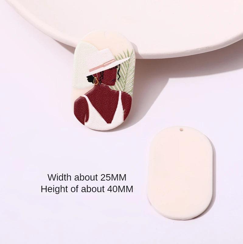 Flower Oval Embossed Acrylic Pendant for DIY Earrings