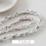 Pink Flower Glass Beads DIY Retro Material Accessories
