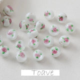 Pink Flower Glass Beads DIY Retro Material Accessories