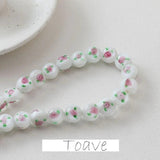 Pink Flower Glass Beads DIY Retro Material Accessories