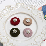 Wool Knitting Pearl Flower Patch DIY Hand Jewelry Earrings 4 pcs