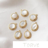 Gold Oval Shell Pendant Earrings Hand-made Material