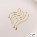 14K Real Thread Wavy Twisted Rod Double Hanging DIY Earrings