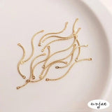 14K Real Thread Wavy Twisted Rod Double Hanging DIY Earrings