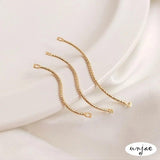 14K Real Thread Wavy Twisted Rod Double Hanging DIY Earrings