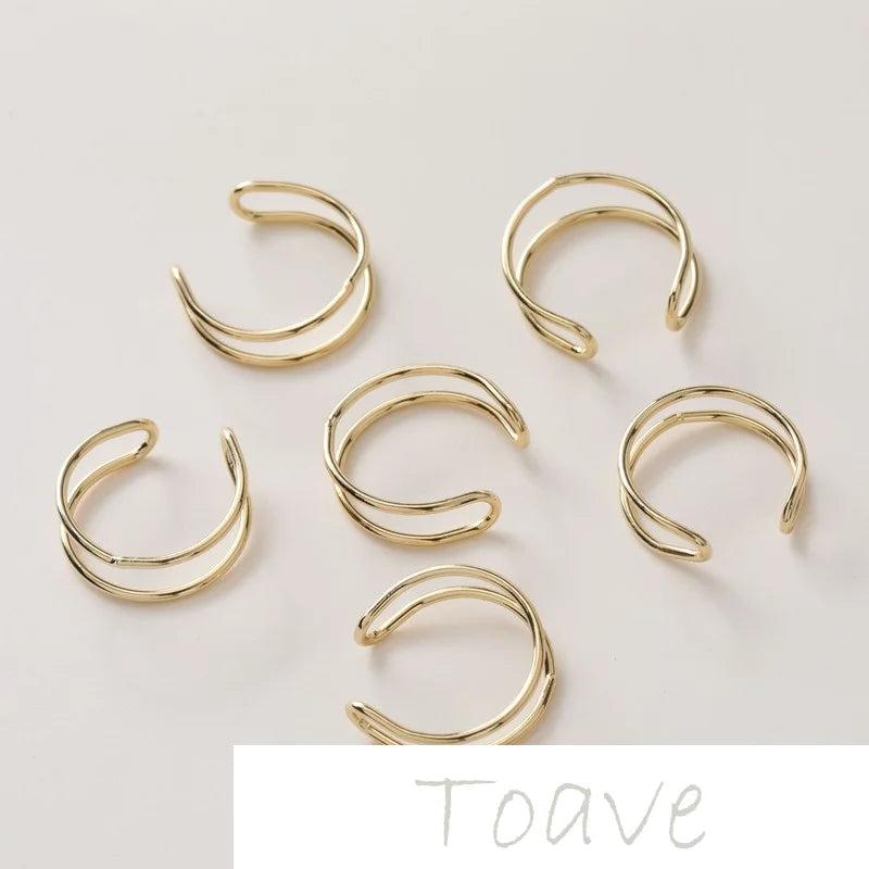 14K Gold-Plated Copper Hollow Smooth Ring DIY Material Accessory