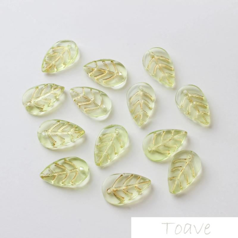10pcs Colored Glaze Foil Edge Blade Leaf Pendant DIY Material