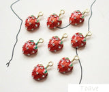 DIY Small Diamond Set Strawberry Pendant Earrings Jewelry Pendant