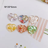 6pcs Peach Heart Resin Patch Earrings Accessories DIY
