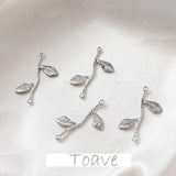 14K Clad Copper Plated Double Hanging Tree Stem Leaf Earrings