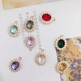 Retro Copper Crystal Zircon Pendant Necklace Set
