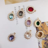 Retro Copper Crystal Zircon Pendant Necklace Set