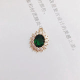 Retro Copper Crystal Zircon Pendant Necklace Set