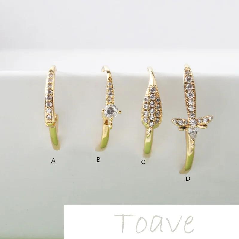 Micro-inlaid Zircon Pure Copper Ear Hooks DIY Earring Accessories