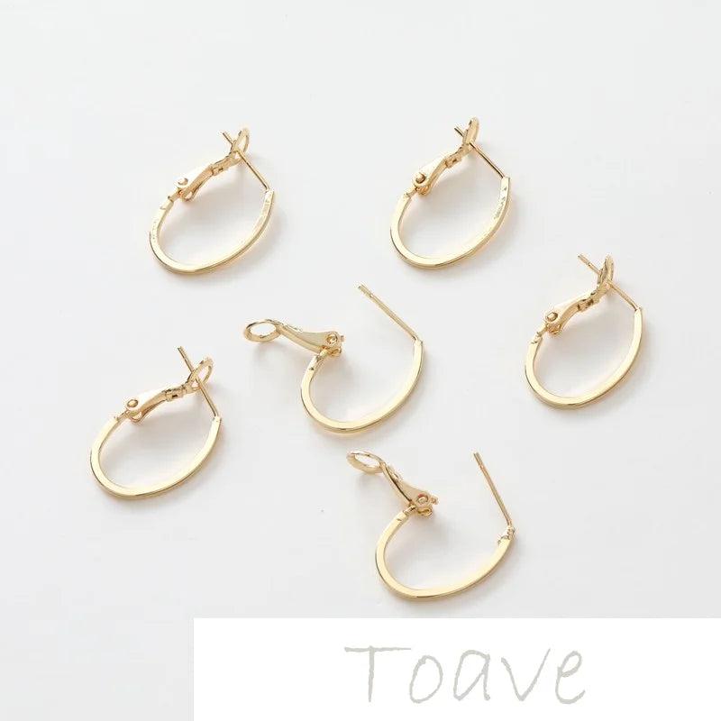 Gold-Plated Copper Oval Earrings DIY Material Accessories