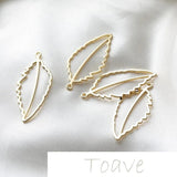 14K Gold-Plated Hollow Leaf Pendant Frame DIY Earring Material