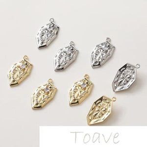 14K Gold-Plated Shield Cross Pendant for DIY Earrings