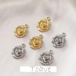 14K Gold-Clad 3D Flower Pendant Earrings DIY Material Accessories