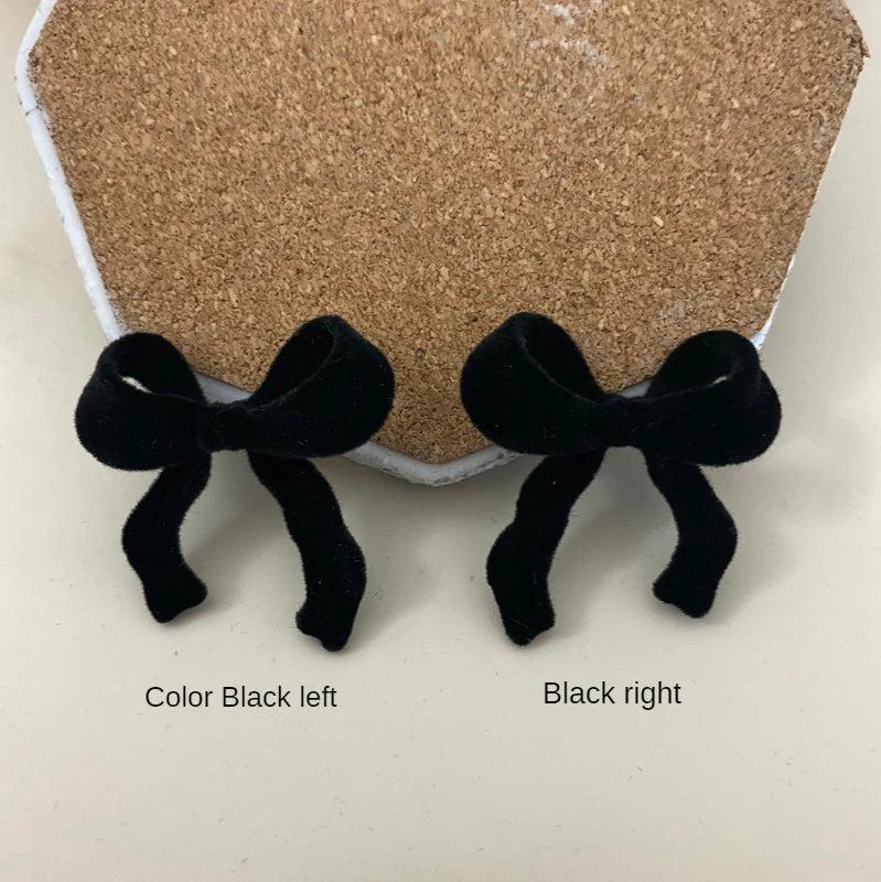 Retro Velvet Bow Plush Earrings DIY Accessories