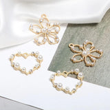 Pearl Rhinestone Flower Stamen Earrings DIY Jewelry Accessories