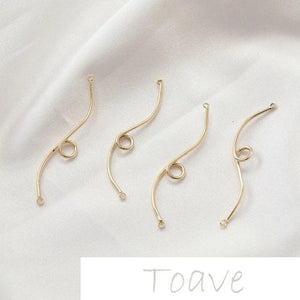 14K Gold-Coated S-Line Belt Ring & Link Rod DIY Earring Material
