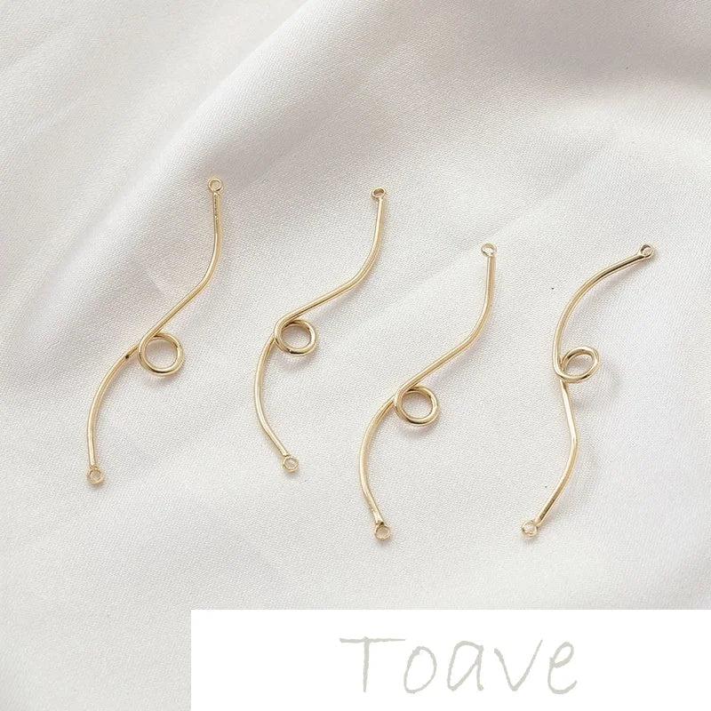 14K Gold-Coated S-Line Belt Ring & Link Rod DIY Earring Material