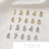 14K Gold-Clad 0-9 Digital Compact Zircon Pendant DIY Bracelet Necklace Earrings