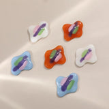 4pcs Corrugated Striped Resin Patch DIY Earring Accessory Material
