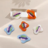 4pcs Corrugated Striped Resin Patch DIY Earring Accessory Material