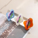 4pcs Corrugated Striped Resin Patch DIY Earring Accessory Material