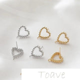 14K Gold-Plated Peach Heart Round Bead Earrings DIY Material