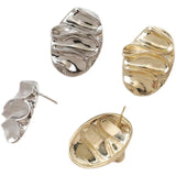 14K Gold-Clad Oval Fold Wavy Earrings
