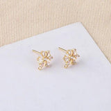 Copper-Plated 18K Zircon Snowflake Leaf Earrings