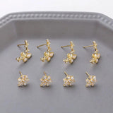 Copper-Plated 18K Zircon Snowflake Leaf Earrings