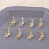 Copper-Plated 18K Zircon Snowflake Leaf Earrings