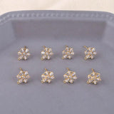 Copper-Plated 18K Zircon Snowflake Leaf Earrings