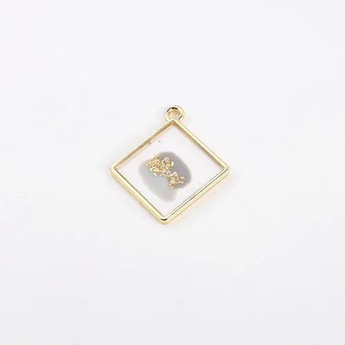 Diamond-Shaped Foil Alloy Dripping Pendant for DIY Earrings