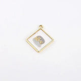Diamond-Shaped Foil Alloy Dripping Pendant for DIY Earrings