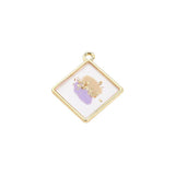 Diamond-Shaped Foil Alloy Dripping Pendant for DIY Earrings