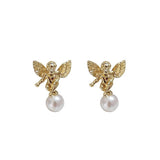 Baroque Angel Wings Pearl Earrings s925 Silver DIY Earrings Accessories