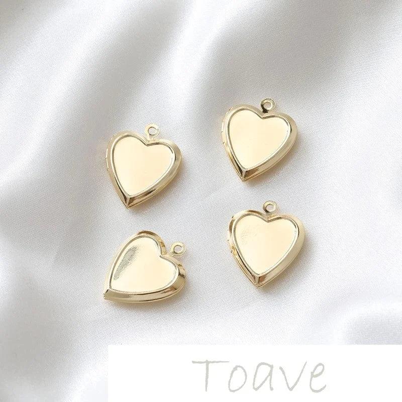Gold-Clad Copper Peach Heart Frame DIY Earring Necklace Accessories