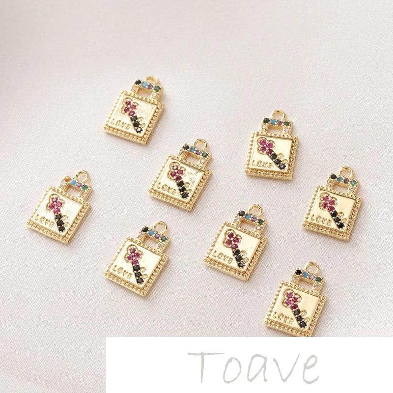14K Zircon Key Pendant for DIY Earring Bracelet