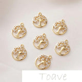 14K Gold Tree Pendant Zircon Earrings Accessory