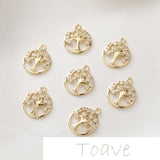 14K Gold Tree Pendant Zircon Earrings Accessory