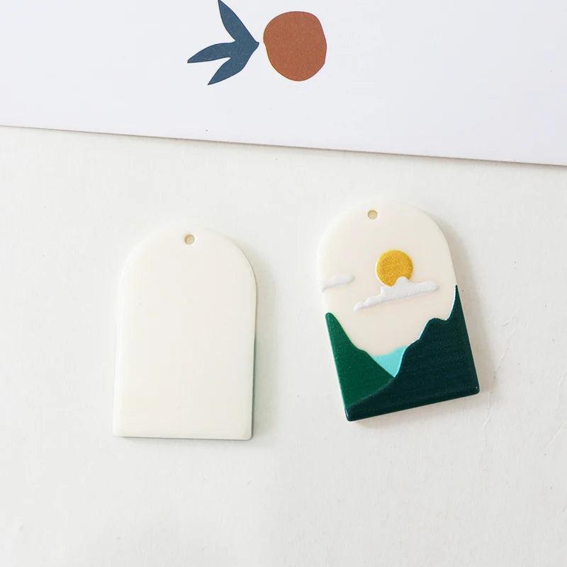 Mountain Landscape Woman Acrylic Pendant DIY Earrings