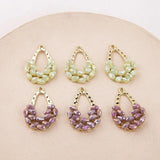 Alloy Pearl Crystal Flower Basket Pendant DIY Earring Material 4pcs